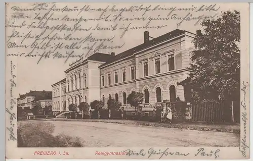 (79223) AK Freiberg, Sa., Realgymnasium, Feldpost 1915