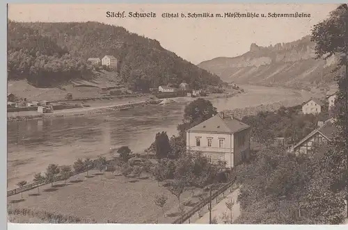 (79154) AK Sächs. Schweiz, Hirschmühle, Schmilka, Elbtal, vor 1945