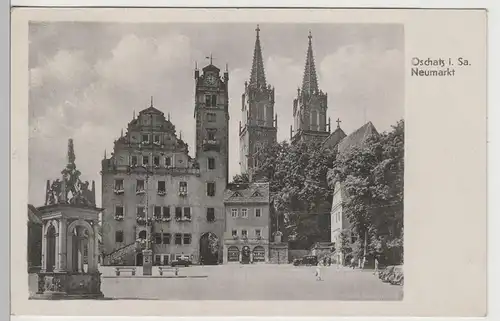 (78653) AK Oschatz, Neumarkt, St.-Aegidien-Kirche, Rathaus 1955