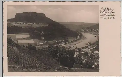 (78604) Foto AK Sächs. Schweiz, Stadt Königstein mit Lilienstein 1937