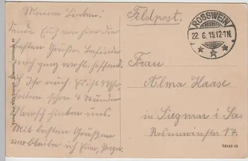 (77747) AK Talbad Roßwein, Feldpost 1915