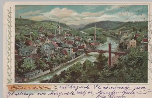 (77596) Künstler AK Gruss aus Waldheim i.Sa. v. Max Durzauer, 1899