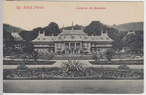 (7745) AK Pillnitz, Schloss, Bergpalais, Lustgarten, um 1926