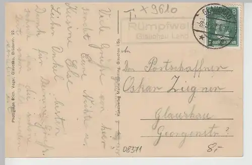 (76364) AK Glauchau, Sa., König Georg Stift, Genesungsheim Rümpfwald 1928