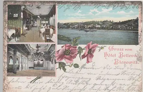 (76327) Künstler AK Gruß vom Hotel Bellevue Blasewitz 1903