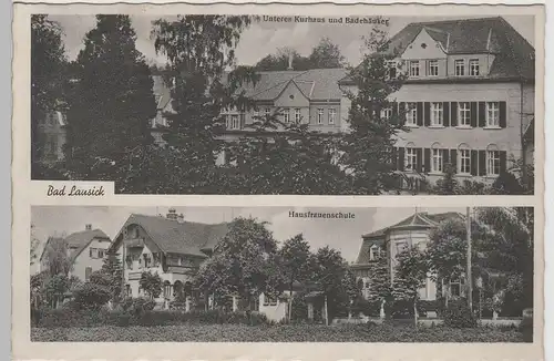 (76285) AK Bad Lausick, Hausfrauenschule, Kurhaus, Badehäuser, SSt. 1937