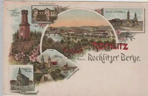 (76279) AK Gruß aus Rochlitz, Sa. u. vom Rochlitzer Berg, nach 1905