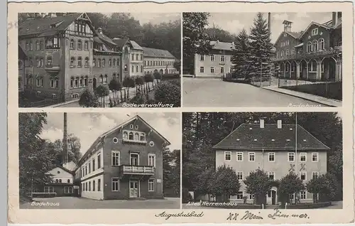 (76275) AK Augustusbad, Badehaus, Altes Herrenhaus, Mehrbild, SSt. 1939