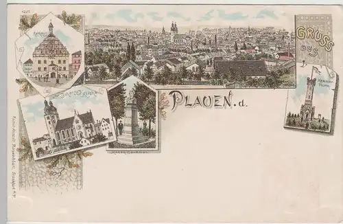 (76264) Künstler AK Plauen, Vogtl., Kemmler-Turm, St. Johannis, bis 1905