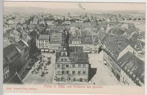 (76228) AK Pirna, Rathaus, Blick vom Kirchturm, vor 1945