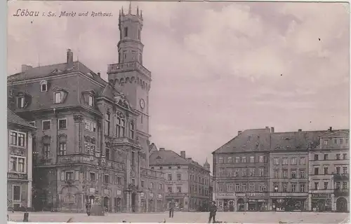 (76213) AK Löbau, Sachsen, Markt, Rathaus 1909