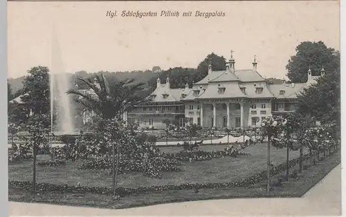 (75967) AK Pillnitz, Schloss, Bergpalais, Schlossgarten, vor 1945