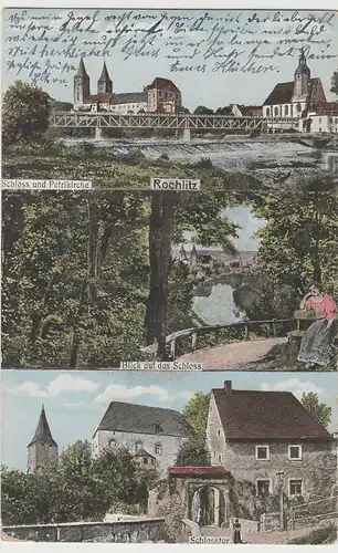 (75866) AK Rochlitz, Schloss Mehrbildkarte, Feldpost 1914