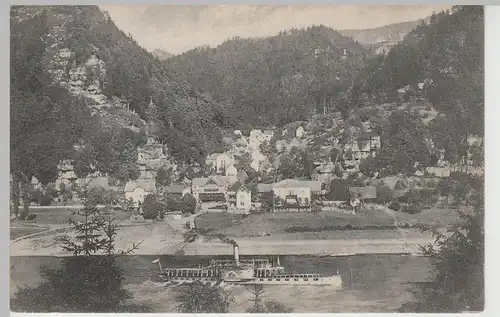 (73743) AK Sächs. Schweiz, Schmilka, Panorama, Raddampfer, vor 1945