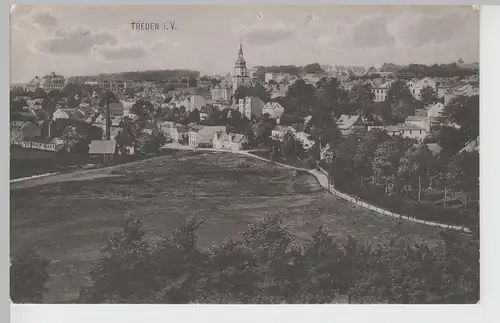 (73524) AK Treuen, Vogtl., Panorama, St. Bartholomäus 1914