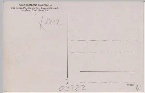 (73521) AK Penig, Waldgaststätte Höllmühle, vor 1945