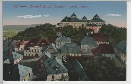 (73518) AK Augustusburg, Erzgeb., Ortsansicht mit Schloss, vor 1945