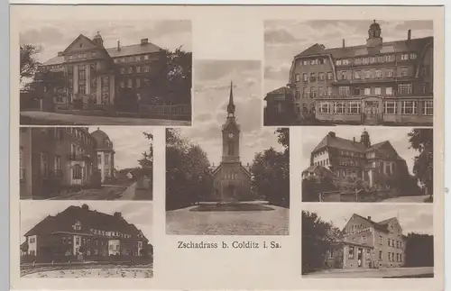 (73501) AK Zschadraß, Mehrbild, Anstaltskirche, Gasthof 1940