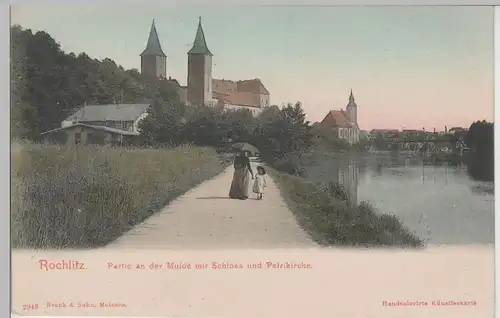 (73488) AK Rochlitz, Sachsen, Mulde, Schloss u. Petrikirche, bis um 1905