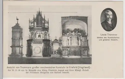 (72299) AK Louis Trommers große mechanische Kunstuhr in Ellefeld 1908
