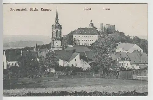 (70794) AK Frauenstein i. Erz., Teilansicht mit Schloss und Ruine, vor 1920