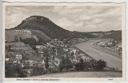 (70731) Foto AK Sächsische Schweiz, Stadt u. Festung Königstein, vor 1945