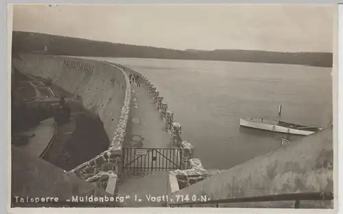 (70565) Foto AK Talsperre bei Muldenberg im Vogtland, vor 1945