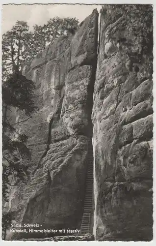 (69330) Foto AK Sächs. Schweiz, Kuhstall, Himmelsleiter mit Massiv 1958