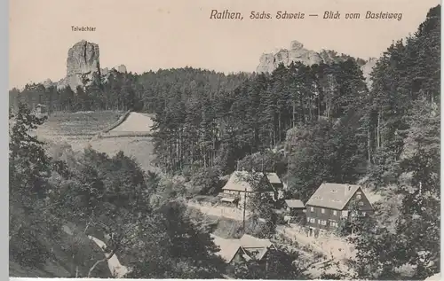 (67290) AK Sächs. Schweiz, Rathen, Blick v. Basteiweg, Talwächter, v. 1945