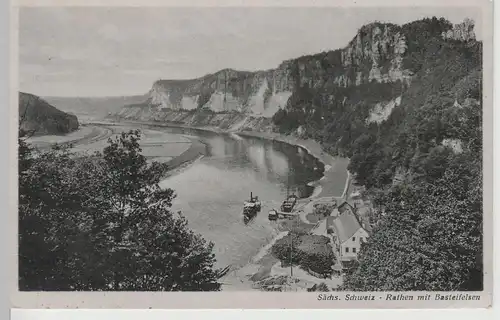 (67289) AK Sächs. Schweiz, Rathen mit Basteifelsen, nach 1945