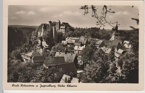 (67286) Foto AK Sächs. Schweiz, Hohnstein, Stadt mit Burg 1955