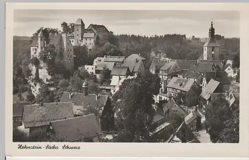 (67285) Foto AK Sächs. Schweiz, Hohnstein, Stadt mit Burg 1956