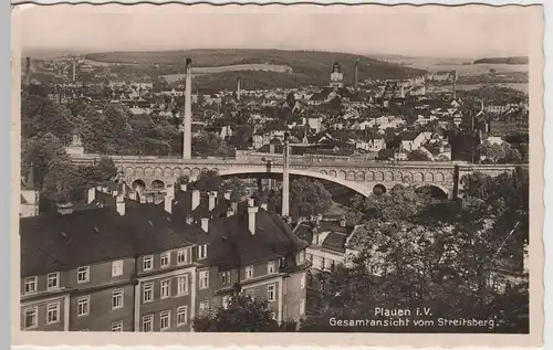 (64494) Foto AK Plauen, Vogtl., Syratalviadukt, Blick vom Streitsberg 1936