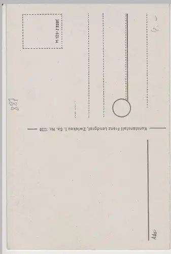 (63055) AK Plauen, Blick z. Johanniskirche, m. Spruch v. Felix Fischer vor 1945