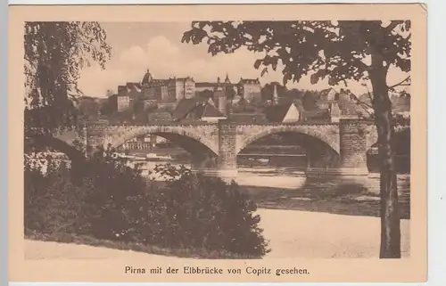 (60070) AK Pirna mit Elbbrücke von Copitz gesehen, vor 1945