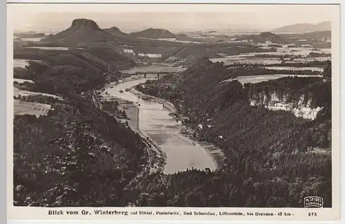 (52903) Foto AK Sächs. Schweiz, Blick v. Großen Winterberg, Elbtal 1936