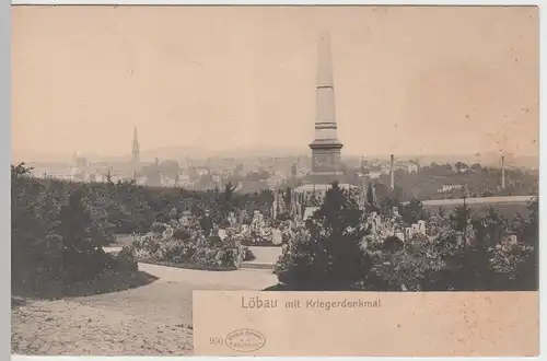 (52435) AK Löbau, Oberlausitz, Panorama mit Kriegerdenkmal 1904