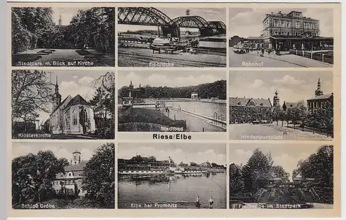 (51873) AK Riesa an der Elbe, Mehrbildkarte, vor 1945