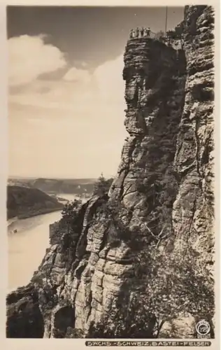 (494) Foto AK Sächsische Schweiz, Bastei-Felsen 1930/40er