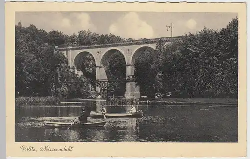 (48635) AK Görlitz, Neißeviadukt, Ruderboote 1935