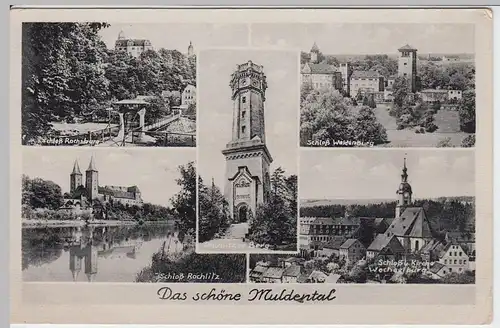 (47142) AK Muldental, Mehrbild, Schloss Waldenburg, Rochsburg, nach 1945