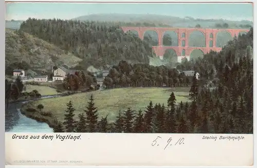 (46736) AK Gruss aus dem Vogtland, Plauen, Elstertalbrücke um 1900