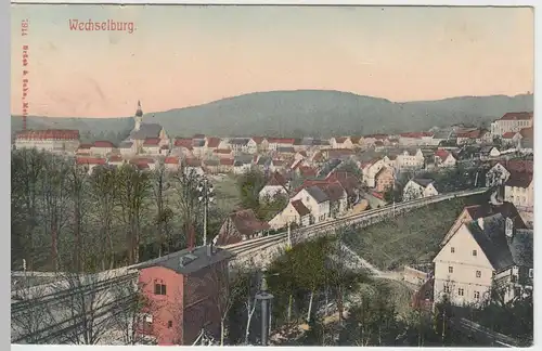 (46710) AK Wechselburg, Totale m. Bahngleis, 1912