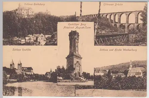 (46697) AK Rochlitz, Mehrbildkarte m. Schloss, Wechselburg, Göhren 1910er