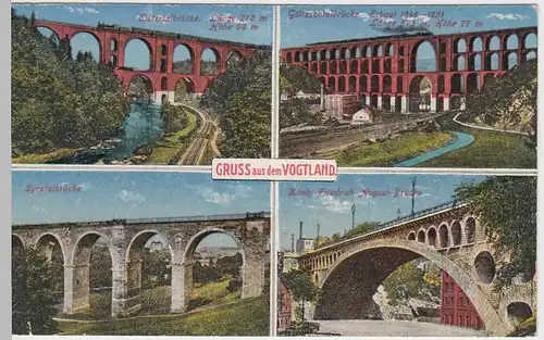 (46674) AK Gruss a.d. Vogtland, Mehrbildkarte m. Viadukten, 1923