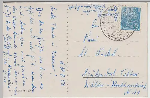 (45714) AK Sächsische Schweiz, Bad Schandau mit Lilienstein, 1955