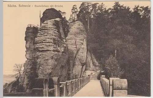 (44064) AK Sächsische Schweiz, Basteifelsen mit Brücke, 1918