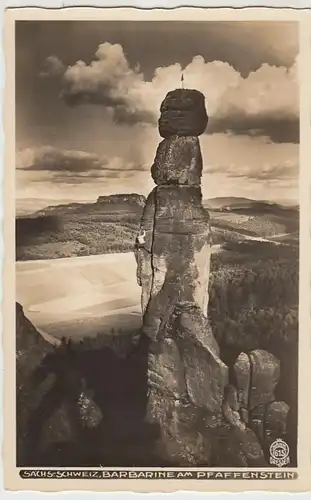 (39969) Foto AK Sächsische Schweiz, Barbarine am Pfaffenstein, Kletterer 1930er