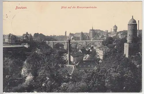 (39647) AK Bautzen, Blick auf Kronprinzenbrücke 1913