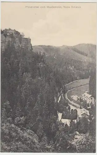 (39481) AK Sächsische Schweiz, Polenztal mit Hockstein 1910er